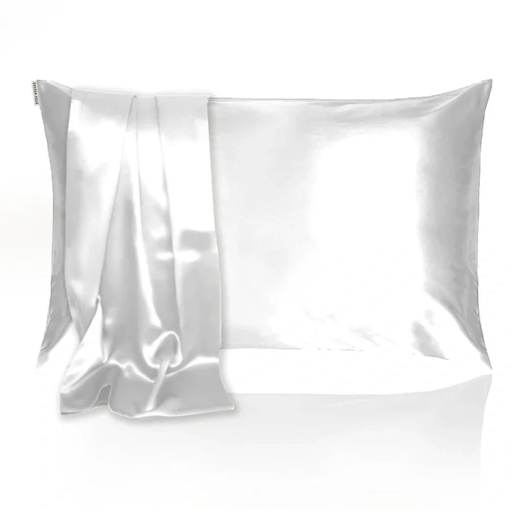 Golden Hour Powder White 100% Mulberry Silk Pillowcase Queen